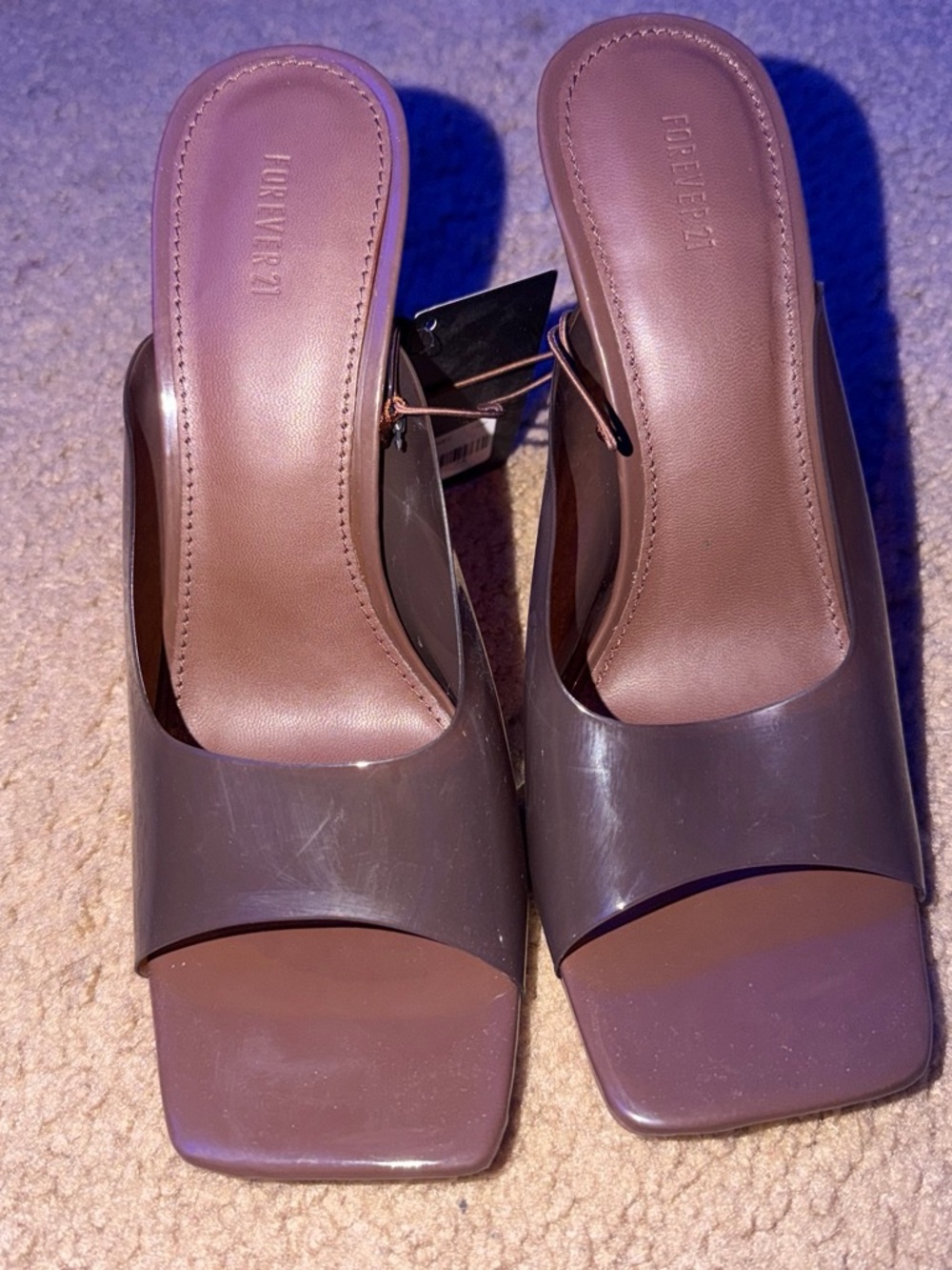 Forever 21 Women's Clear Brown squared heels